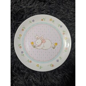 Vintage Papel Japan Ginny Bunny Rabbit Easter Dessert Plate Hand Decorated 7.5"